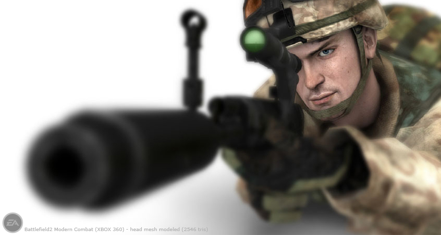 Battlefield 2 head (2546 tris) model and textures (2006)