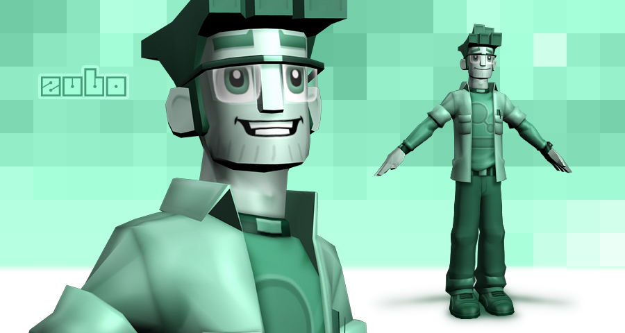 Low poly character (1000 tris) model and textures (2008)